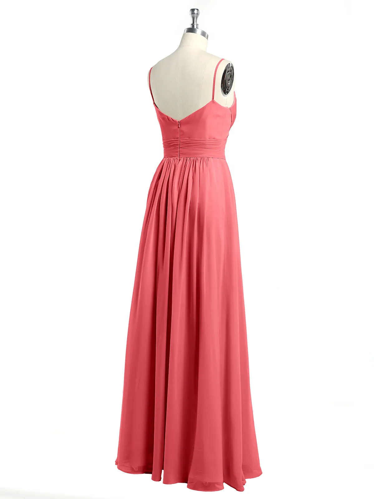 Cross Pleated Bodice Spaghetti Strap Dresses Watermelon Plus Size