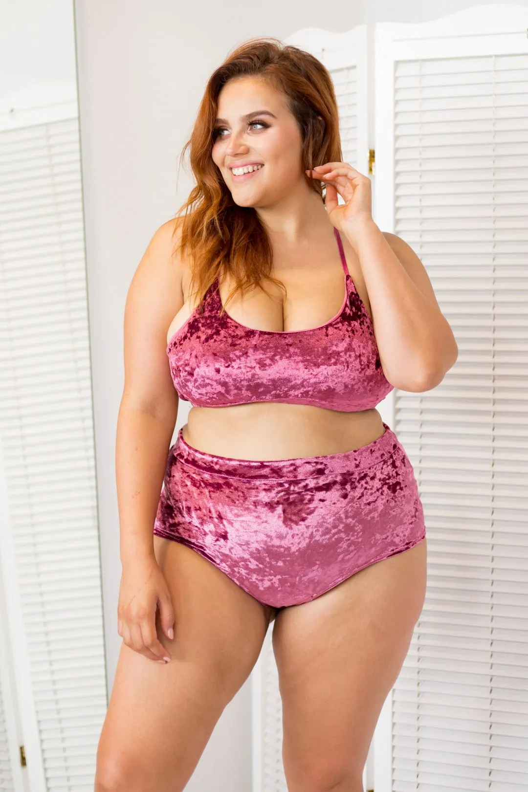 Delphine Bottom - Velvet High Waist Bottoms