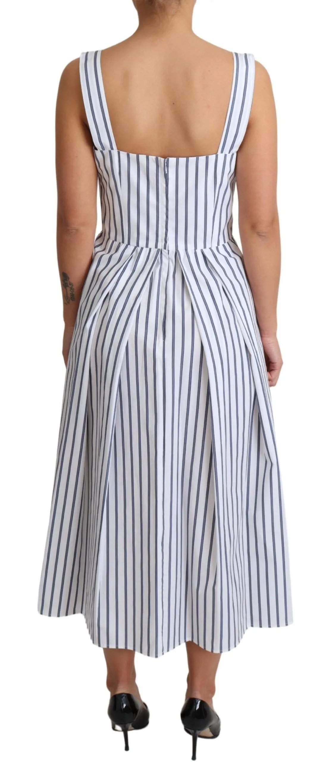 Dolce & Gabbana Elegant Sleeveless A-Line Striped Dress