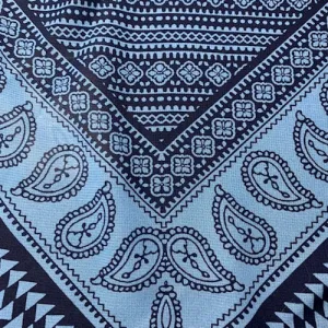 Dusty Blue/Navy Paisley Chevron Georgette Fabric