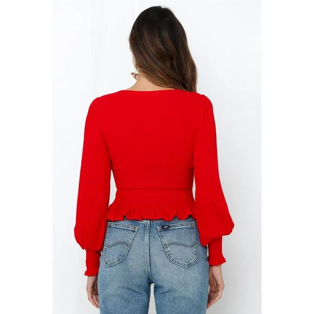 ELEGANT LANTERN SLEEVE BLOUSE