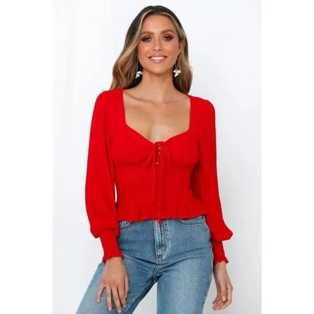 ELEGANT LANTERN SLEEVE BLOUSE
