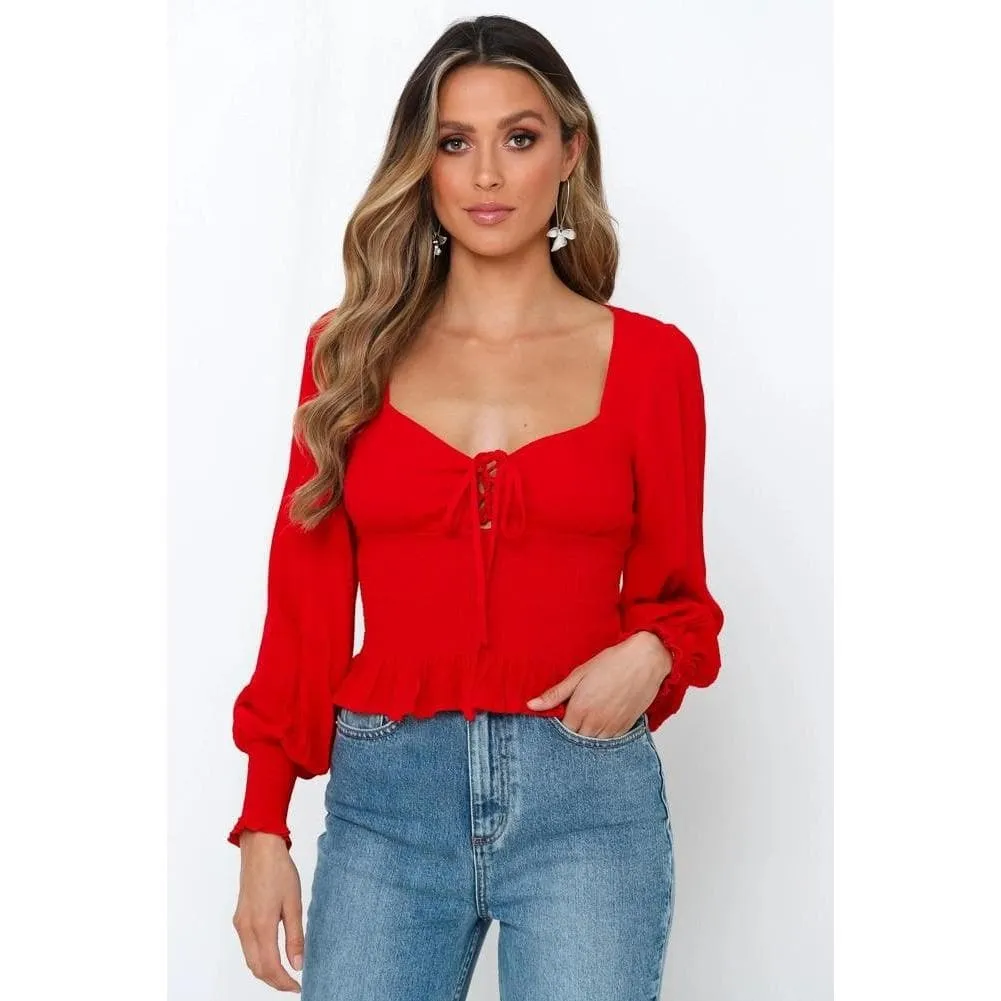ELEGANT LANTERN SLEEVE BLOUSE
