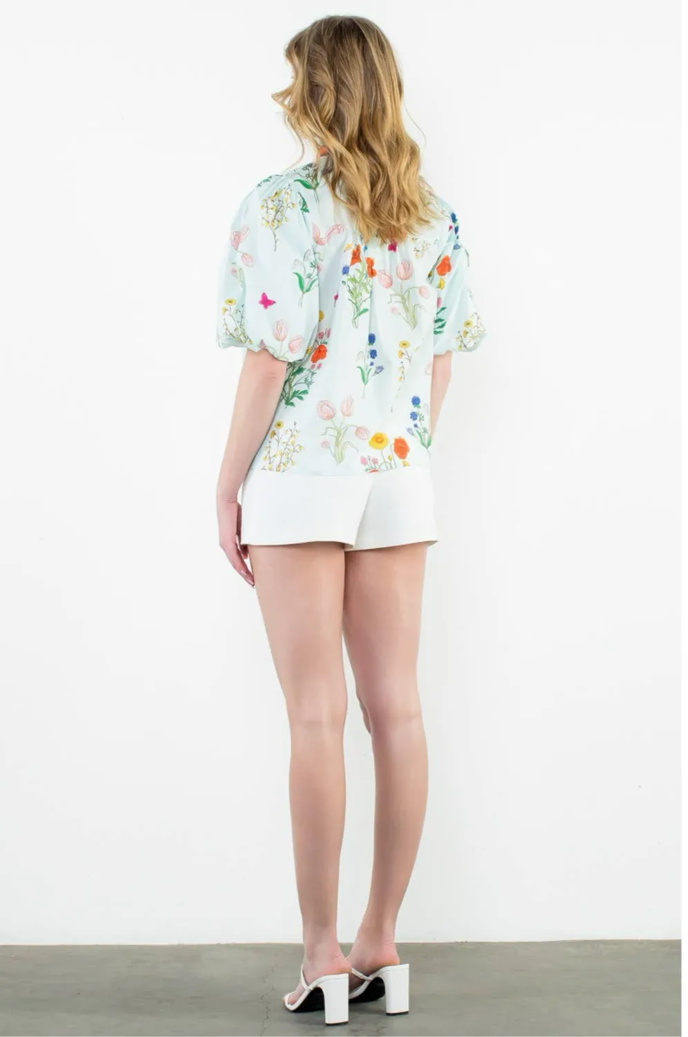 Eliza Puff Sleeve Floral Top: THML