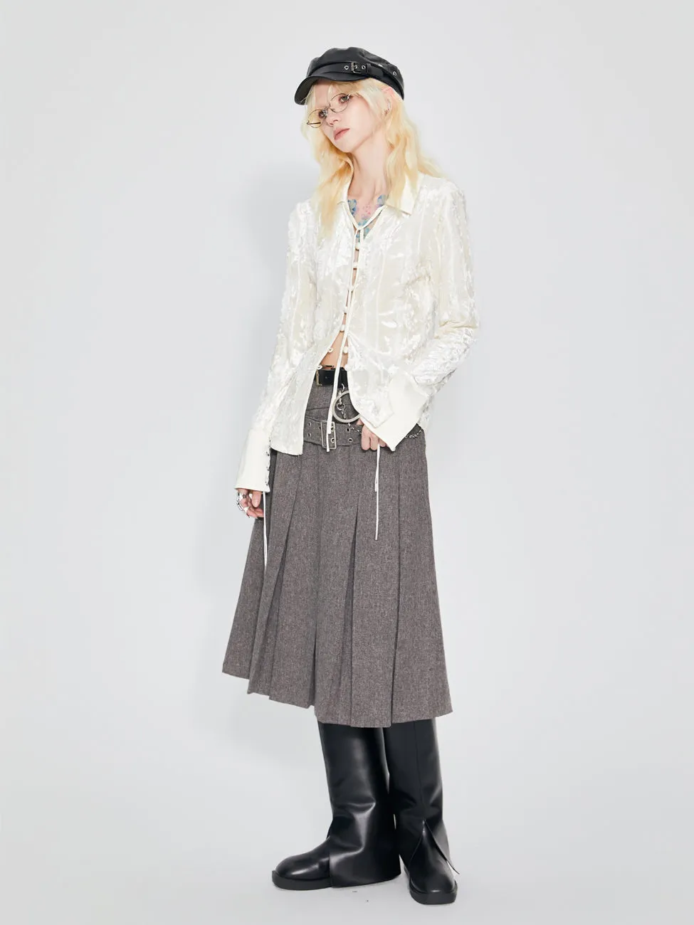 Embroidery Lace Elegant Long-Cuffs Blouse