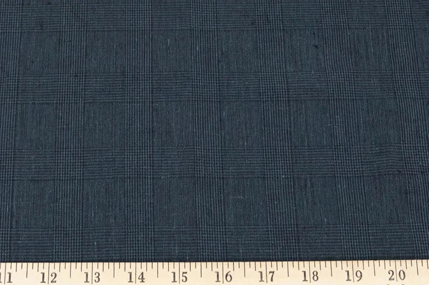 End of Bolt: 3 yards of Irish Linen Indigo Navy Glen Plaid Spence Bryson Woven 194 GSM- remnant