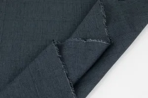 End of Bolt: 3 yards of Irish Linen Indigo Navy Glen Plaid Spence Bryson Woven 194 GSM- remnant