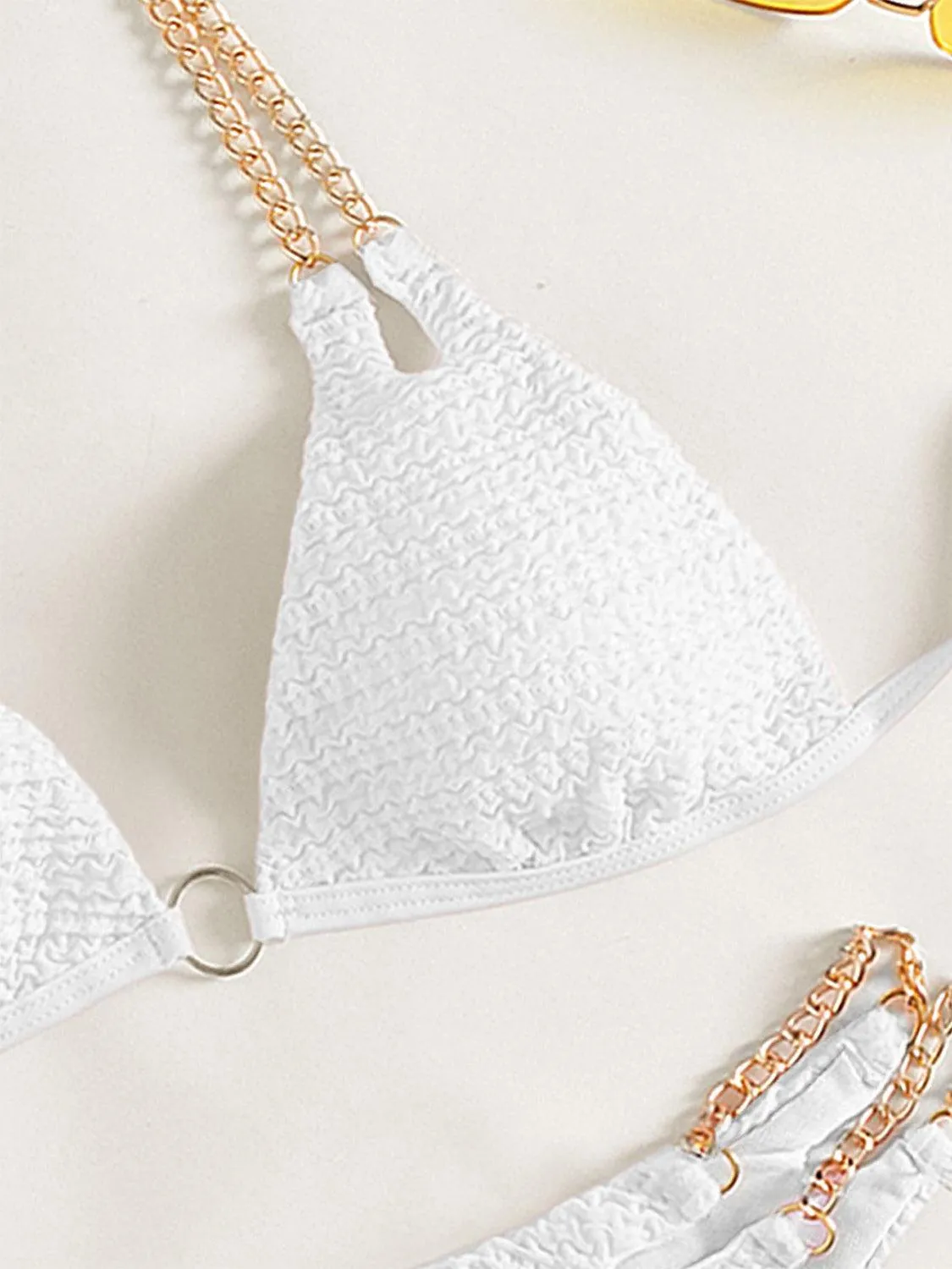 Expensive Look Chain Detail High Cut Bikini Set