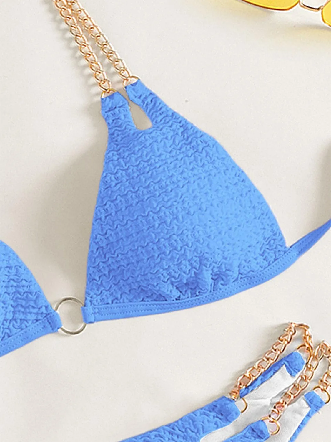Expensive Look Chain Detail High Cut Bikini Set