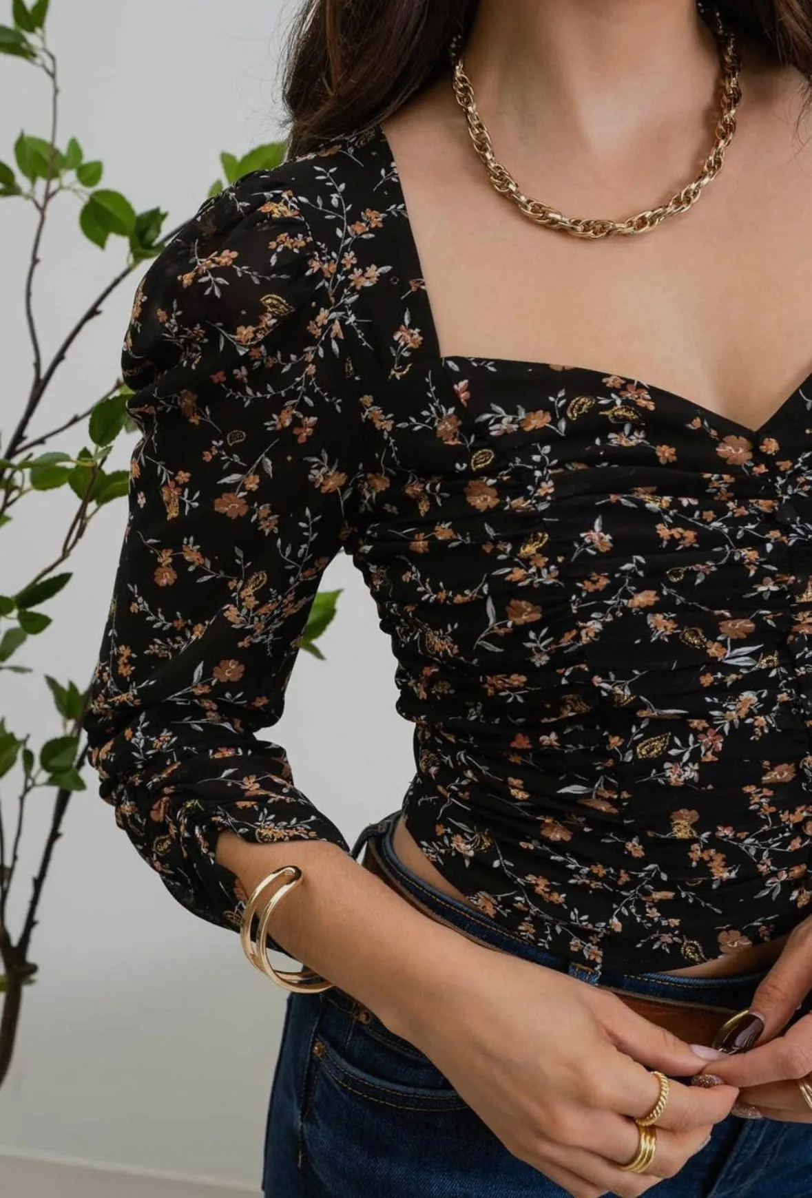 Falling Leaves Floral Top