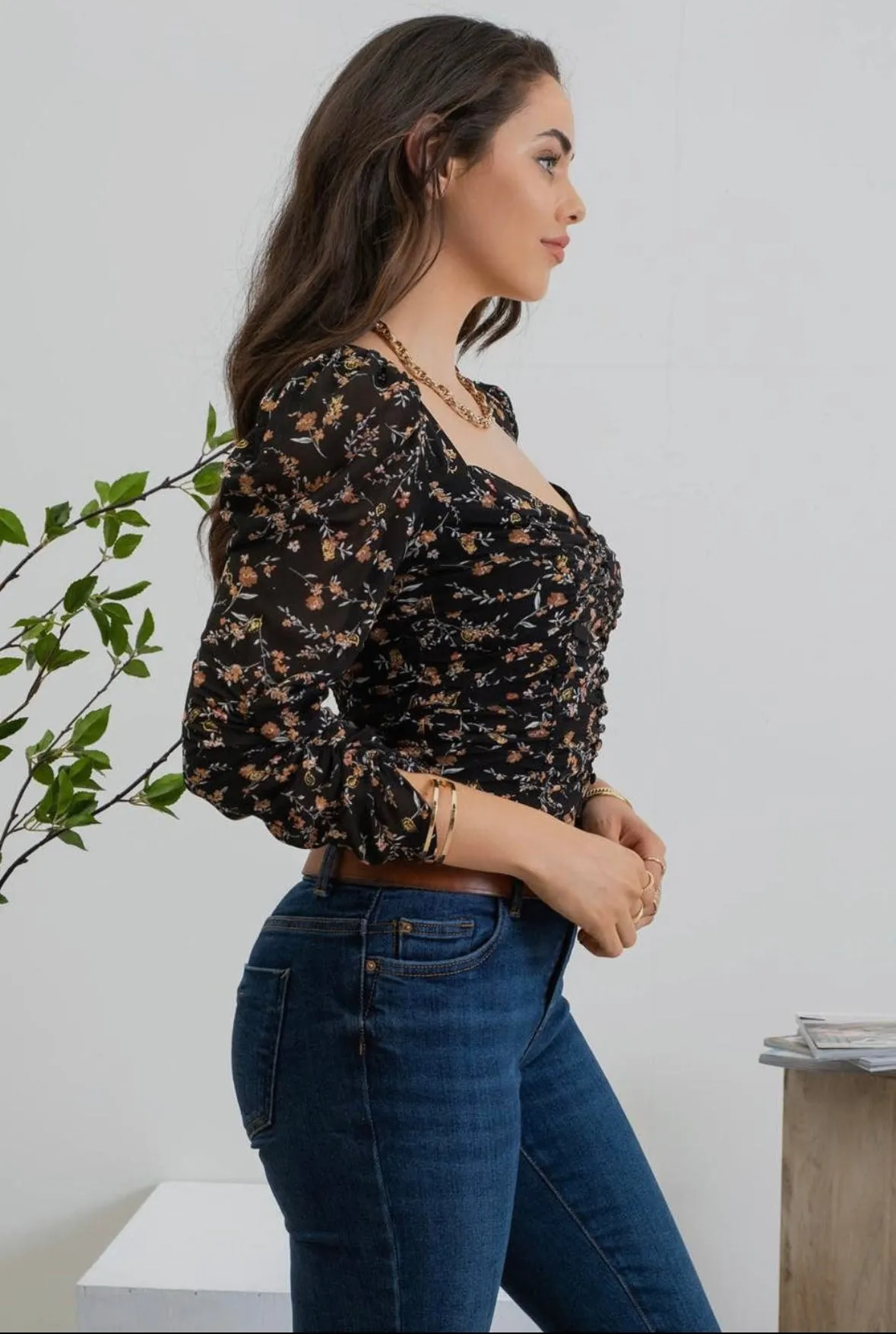 Falling Leaves Floral Top