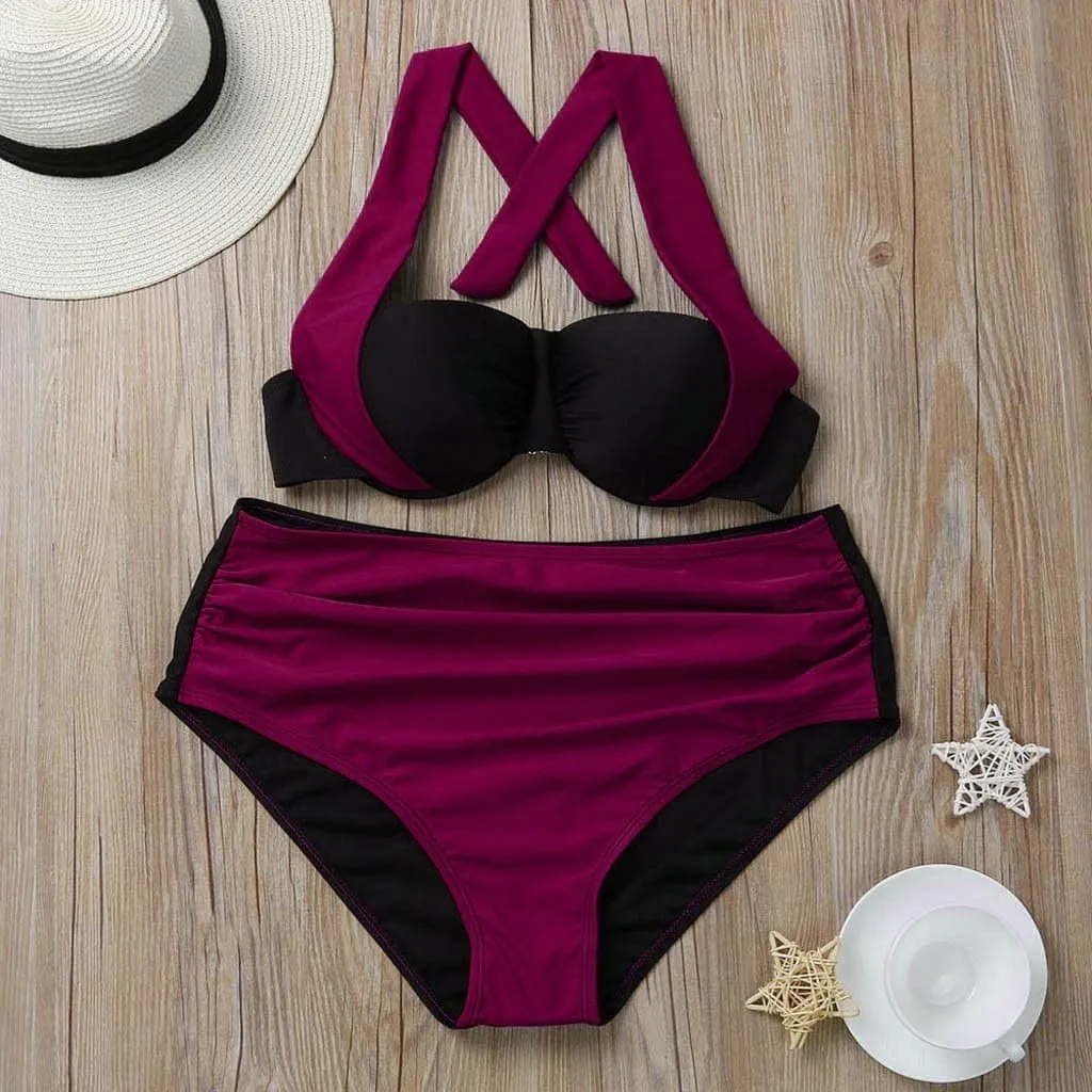 Fashion Female Swimsuit Women High Waist Padded Push-up Bikini Set