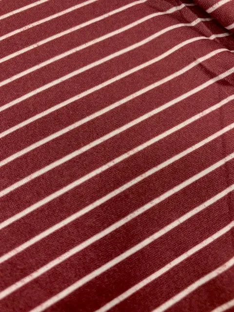 ***FLAWED Burgundy Stripes On Lightweight Double Brushed Polyester