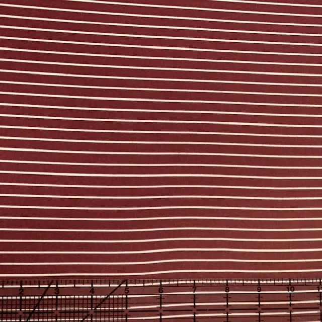***FLAWED Burgundy Stripes On Lightweight Double Brushed Polyester