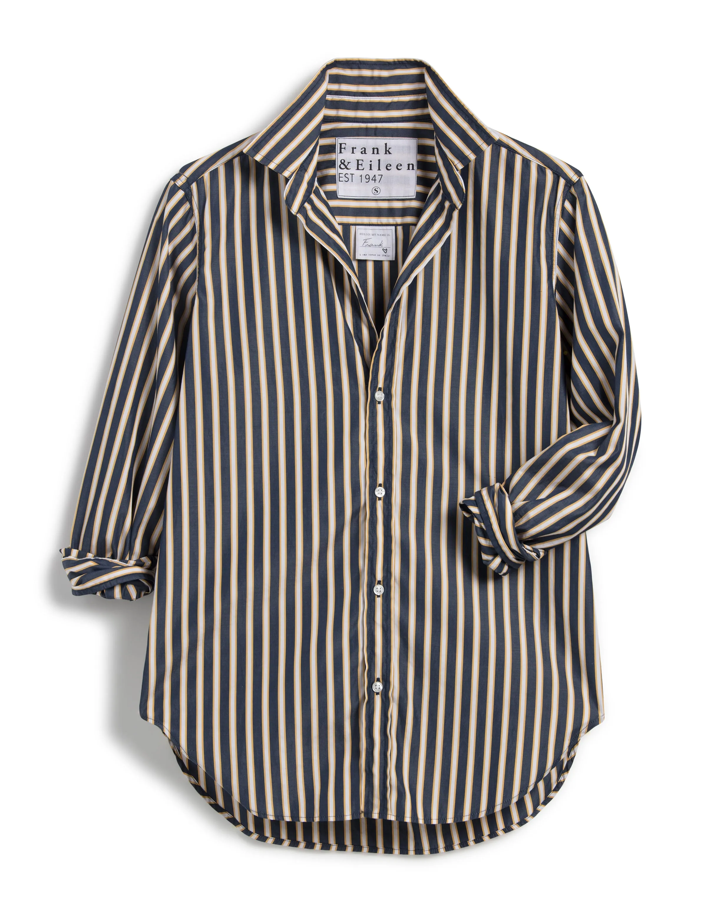FRANK Shirt in Navy/Yellow Stripe