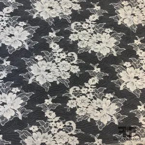 French Chantilly Lace with Border - Off White