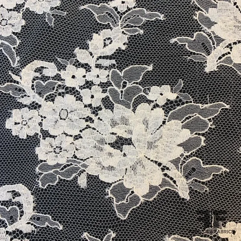French Chantilly Lace with Border - Off White