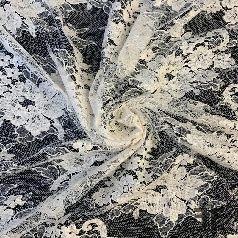 French Chantilly Lace with Border - Off White