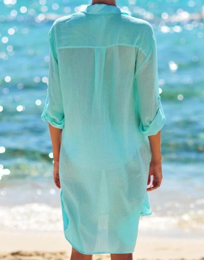FULLFITALL - Light Green Cardigan Swimsuit Cover Up