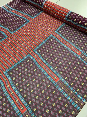 Geometric Gold Leaf Printed Silk Chiffon - Maroon / Magenta / Gold