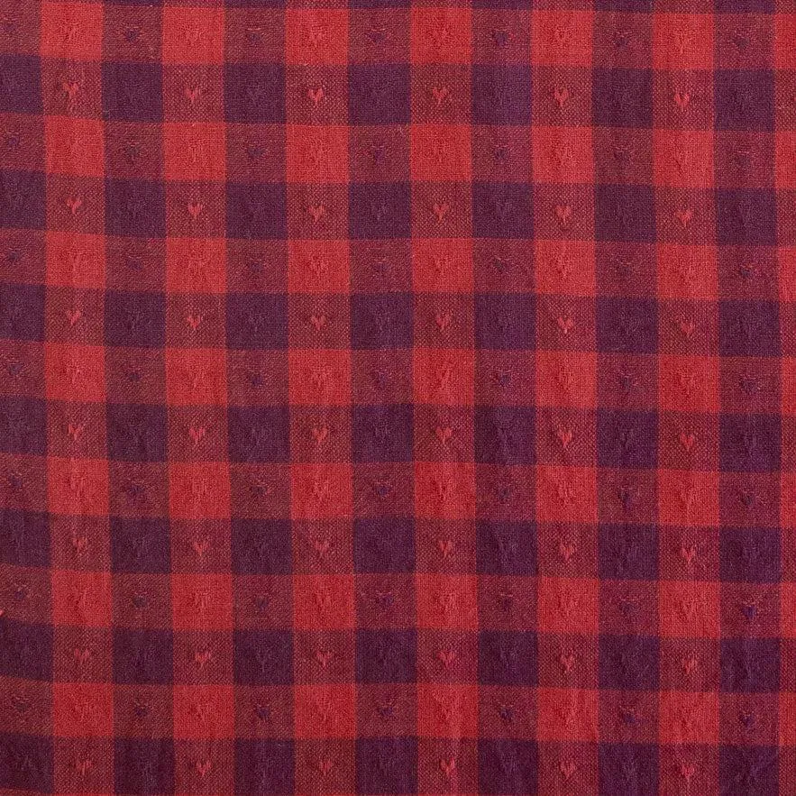 Gingham Dobby Hearts in Maraschino | Queen of Hearts | Fableism Supply Co