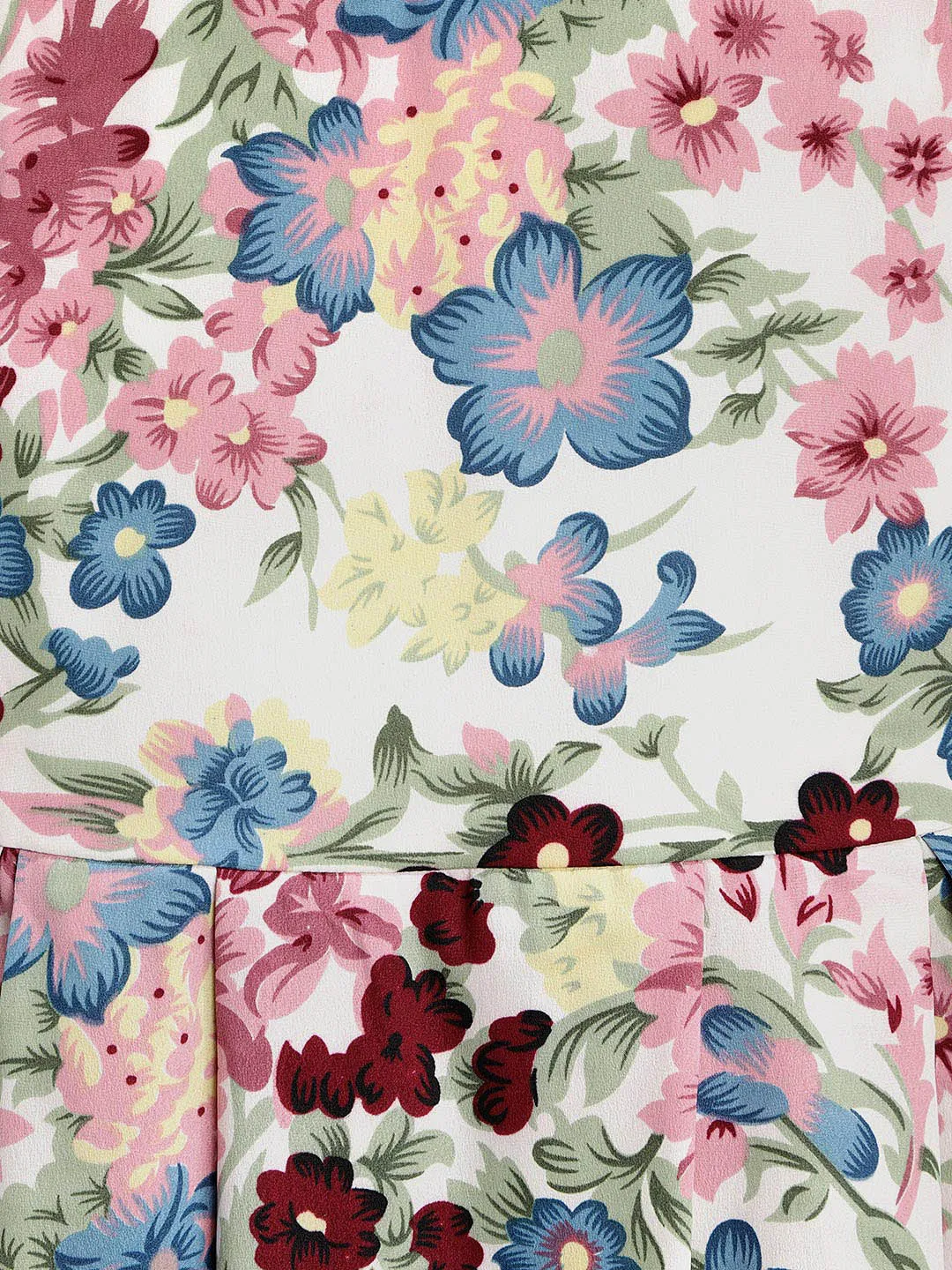 Girls Multicolor Crepe Floral Printed High-Low Dress