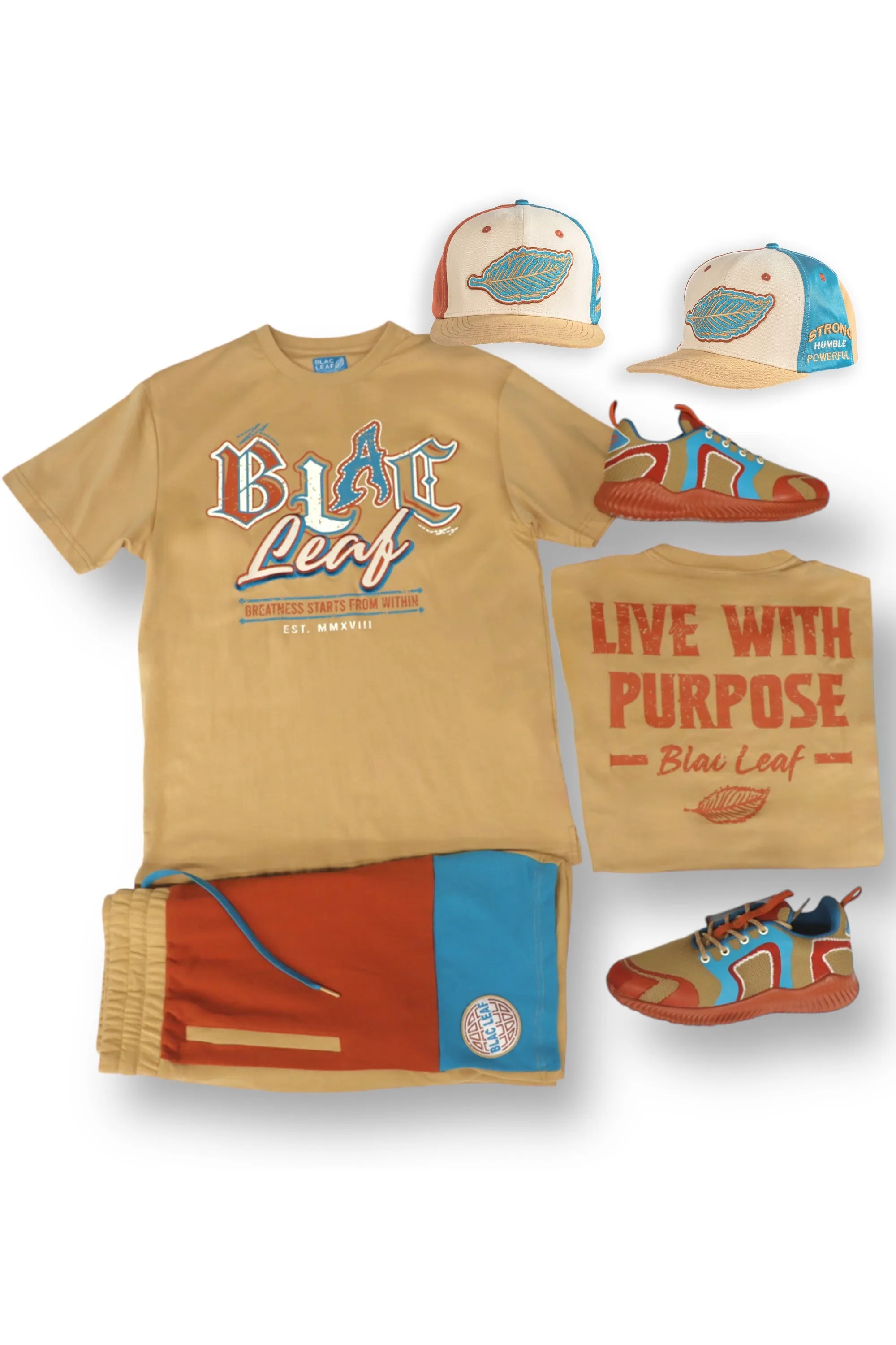 Greatness Within Patchwork Shirt, Shorts, Hat and Sneaker Combo