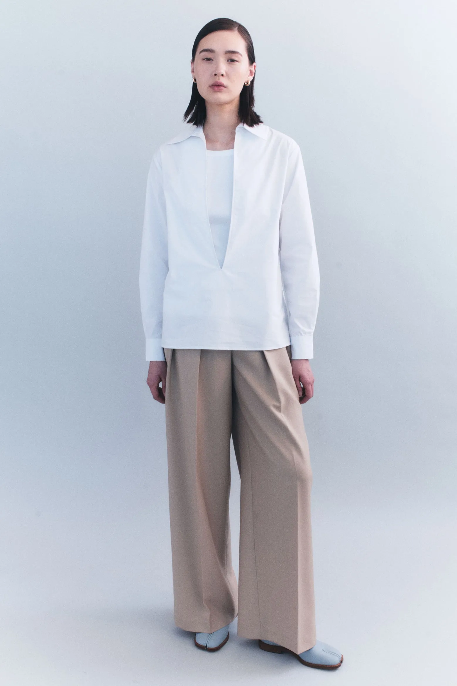 HAINES POPLIN FRONT SLIT SHIRT