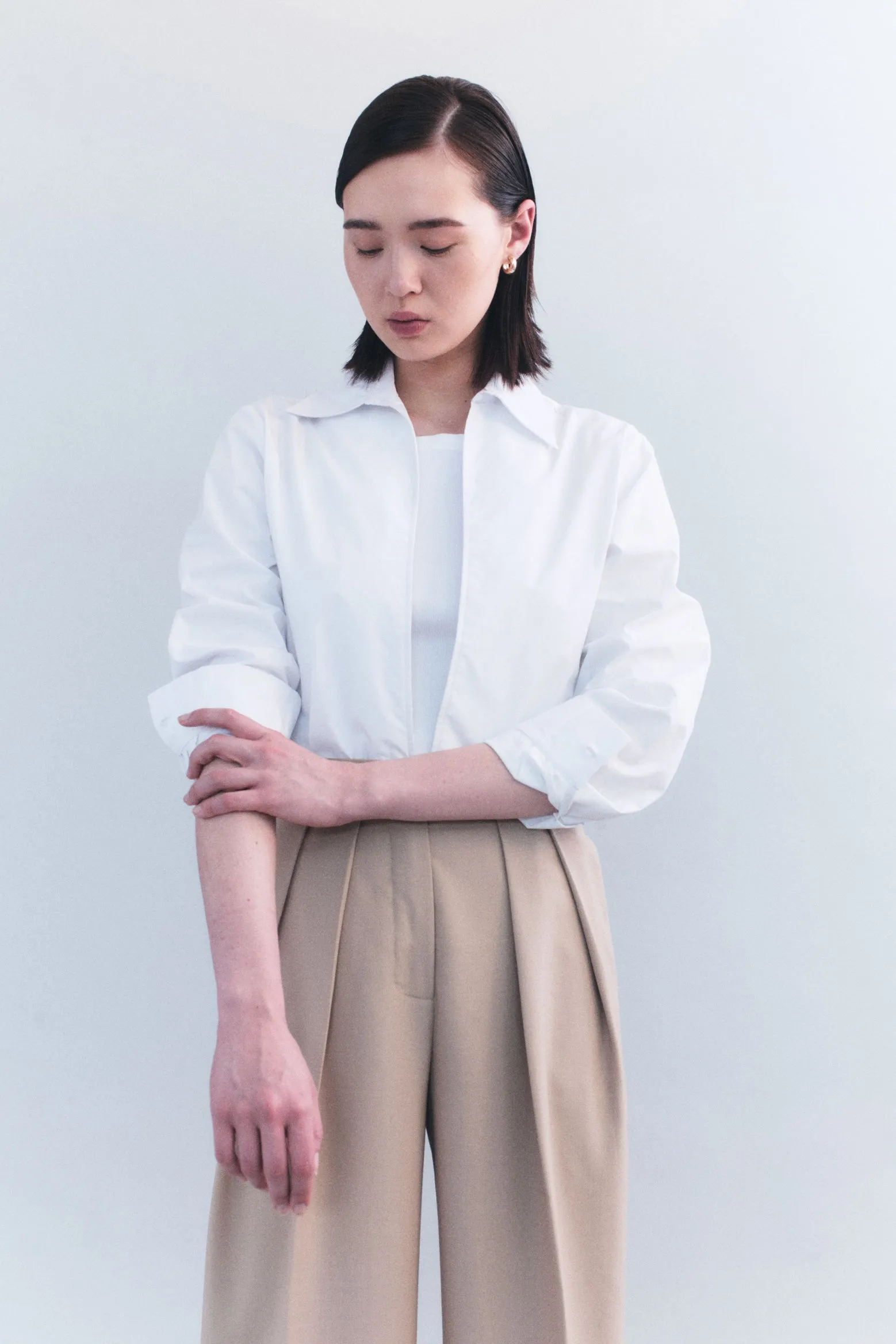 HAINES POPLIN FRONT SLIT SHIRT