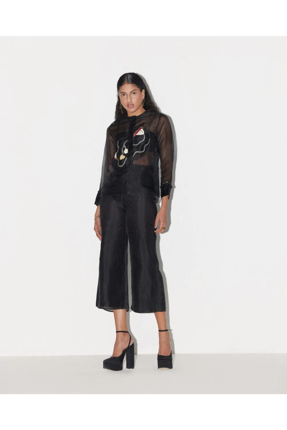HALF & FULL BLOOM TOP - BLACK