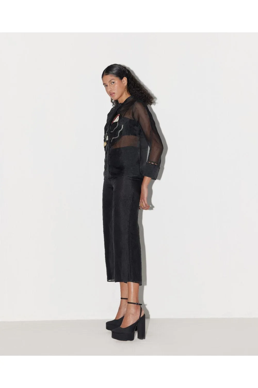 HALF & FULL BLOOM TOP - BLACK