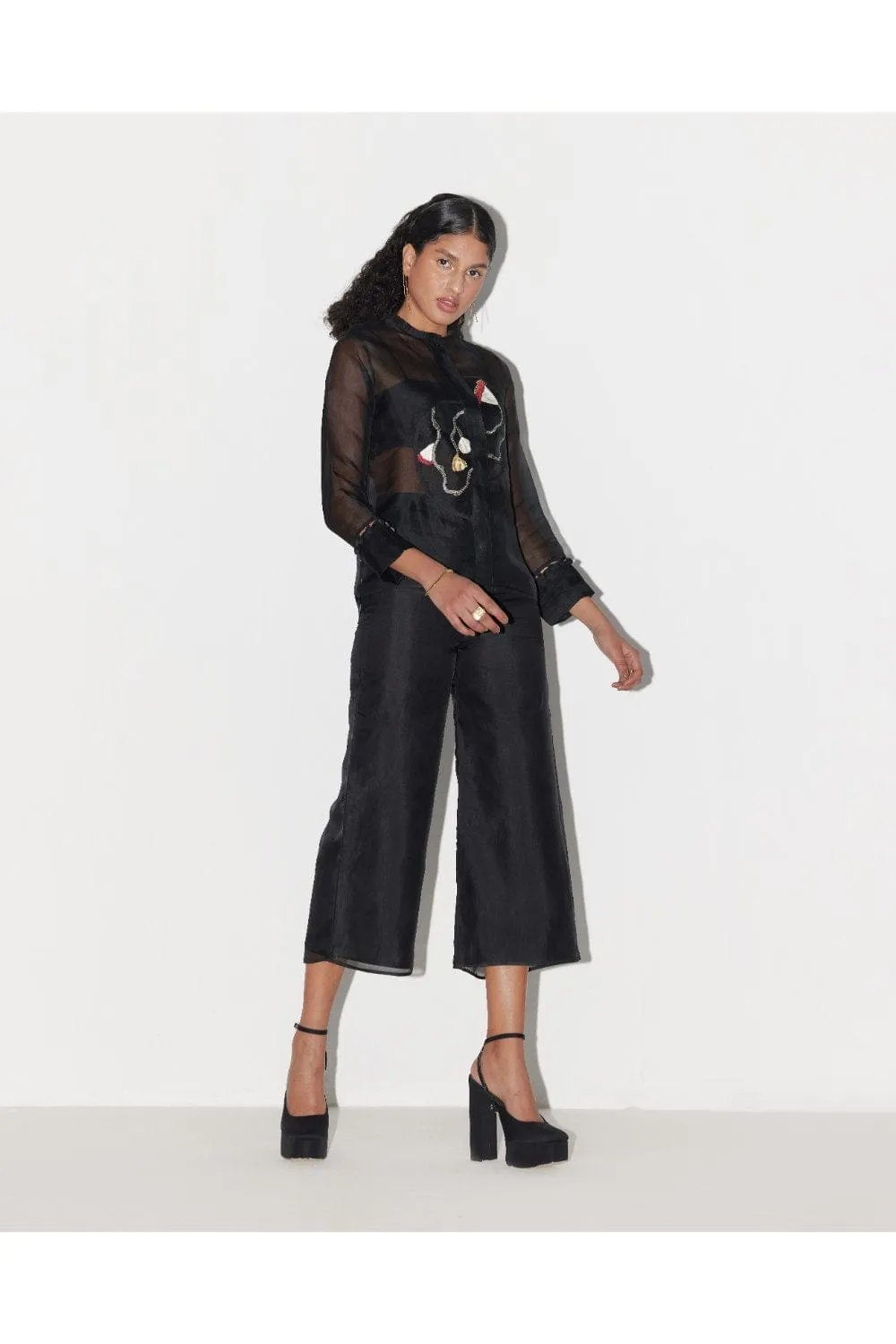 HALF & FULL BLOOM TOP - BLACK