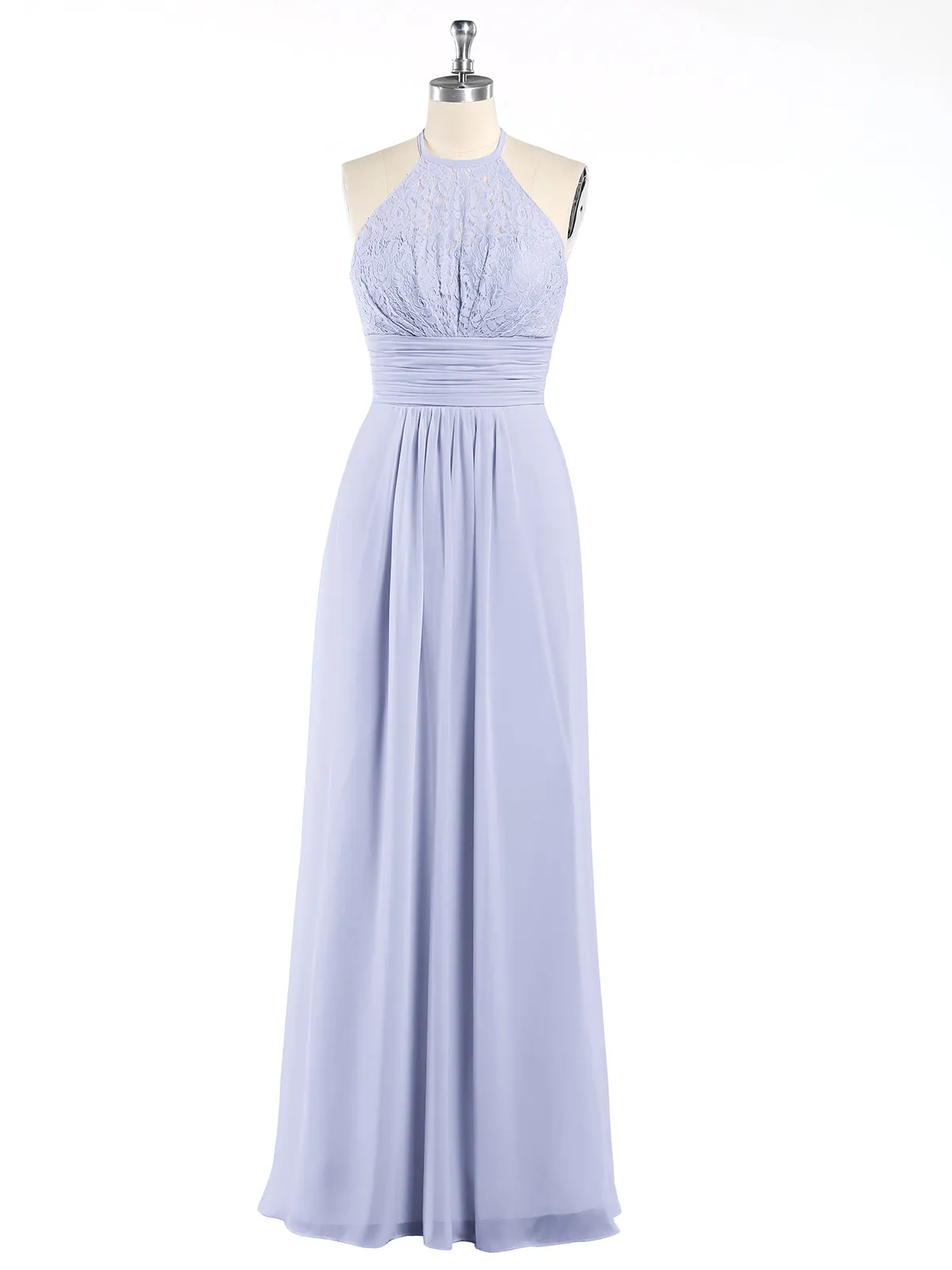 Halter Chiffon And Lace Long Dresses Lavender Plus Size