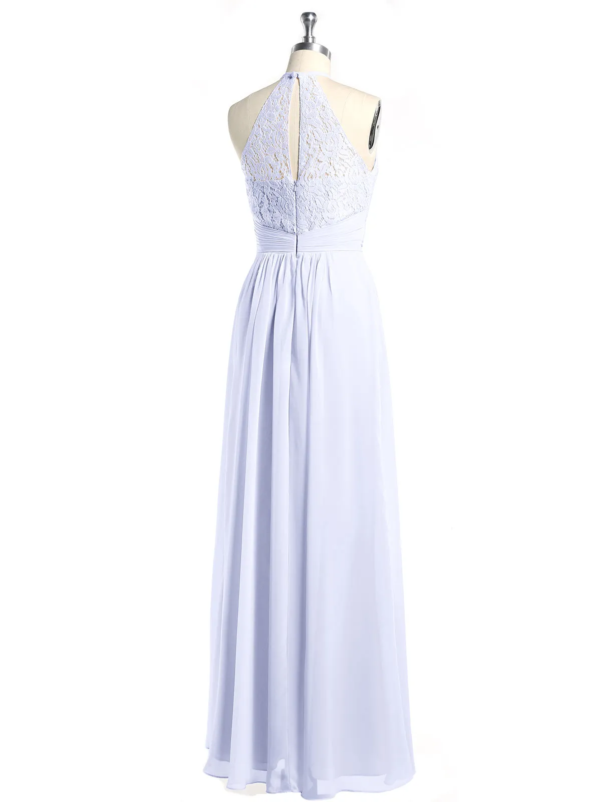 Halter Chiffon And Lace Long Dresses Lavender Plus Size