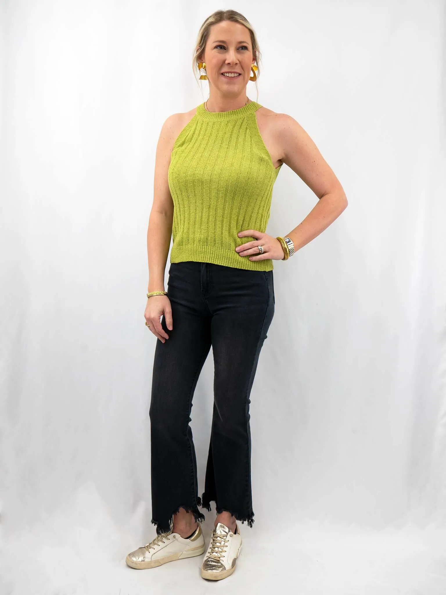 High Neck Knit Tank Top