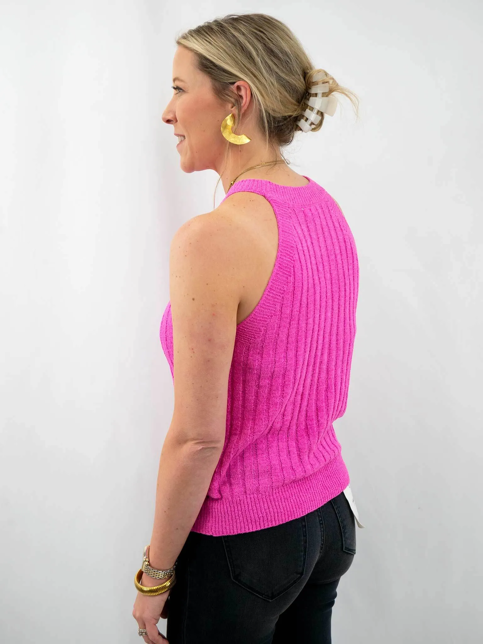 High Neck Knit Tank Top