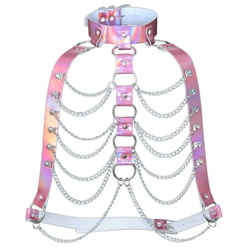 Holographic Body Chain Harness Rave Tops