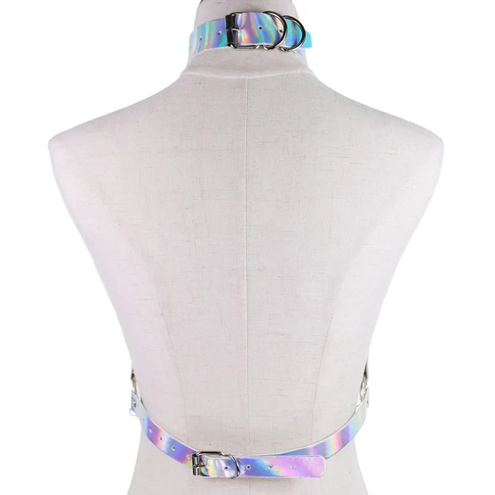 Holographic Body Chain Harness Rave Tops