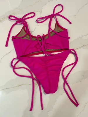 Hot Pink Seamless Spaghetti Tie Bikini Bottom