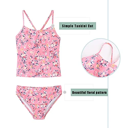 HowJoJo Big Girls Two Piece Tankini Swimsuit Bathing Suit Swimwear Size 14/7-16