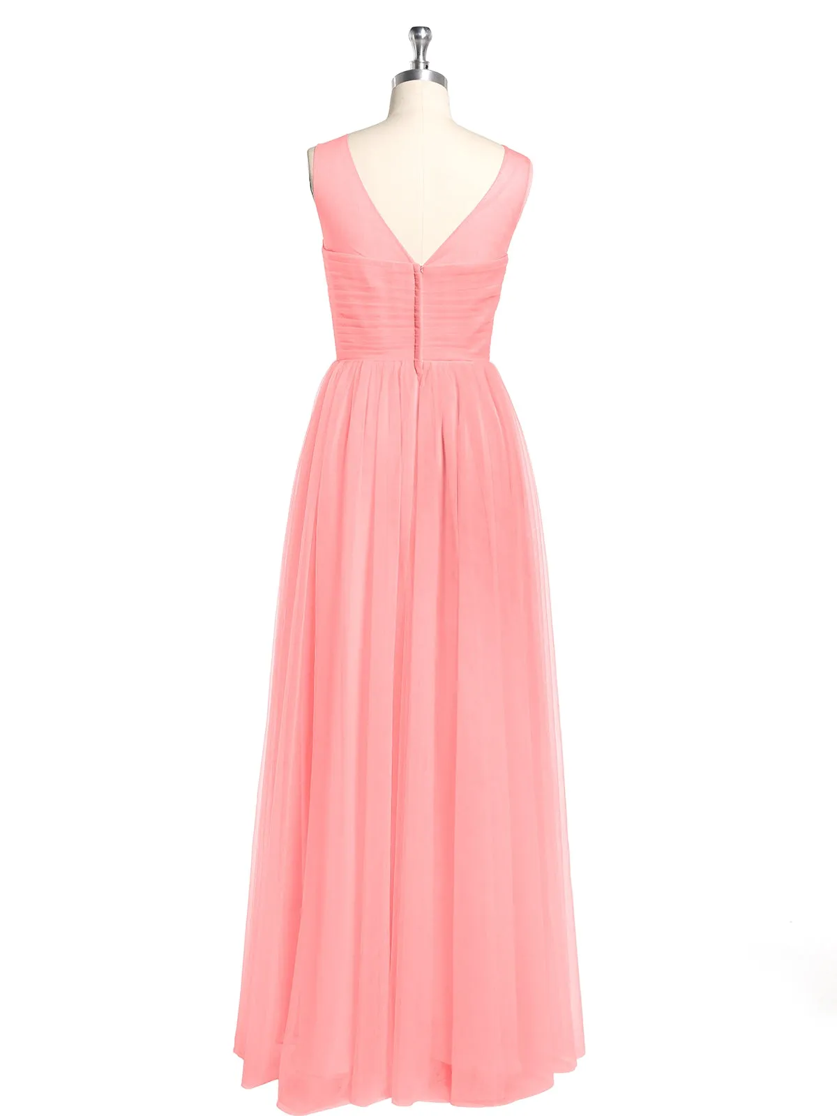Illusion Neck Cross Tulle Bridesmaid Dresses-Flamingo Plus Size