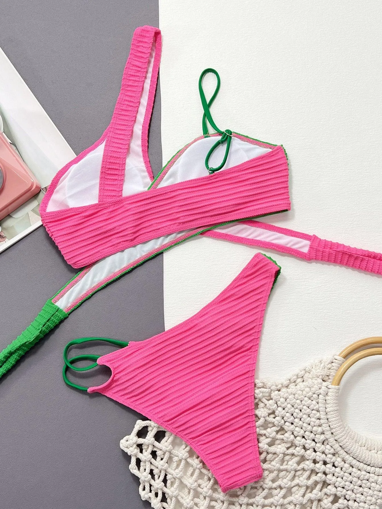 Island Girl High Cut One Shoulder Bikini Set