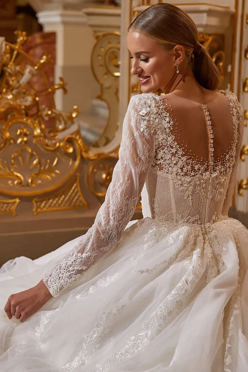 Julian Long Graceful Sleeve Wedding Dress