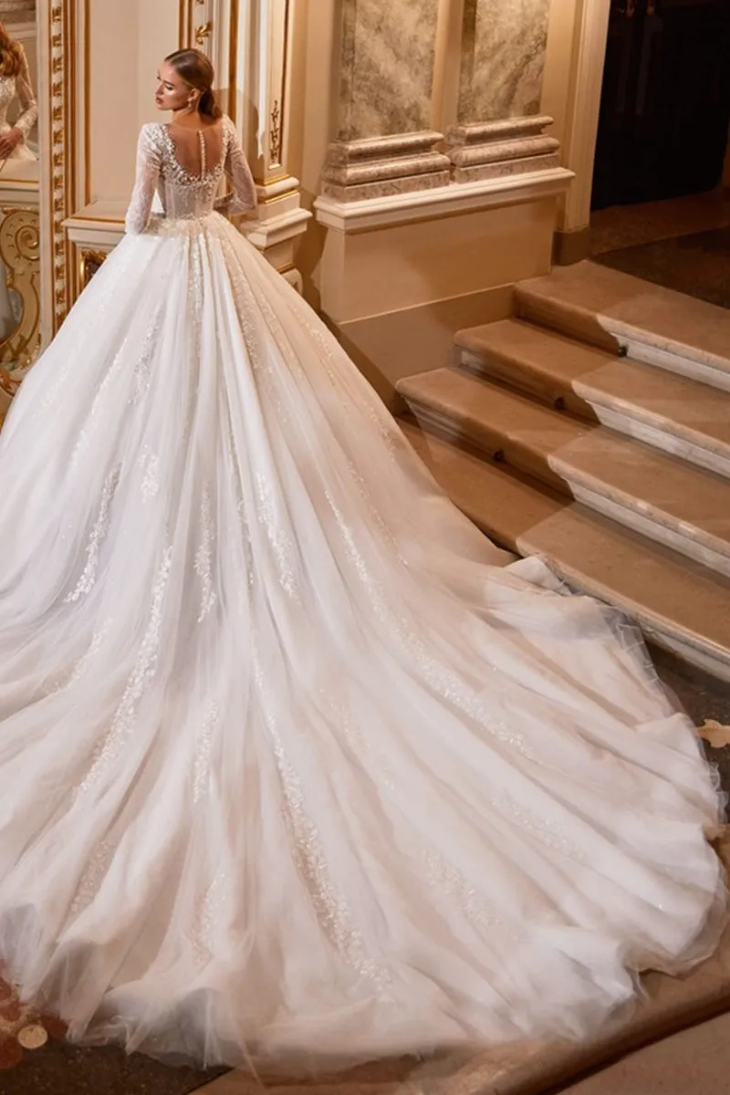 Julian Long Graceful Sleeve Wedding Dress