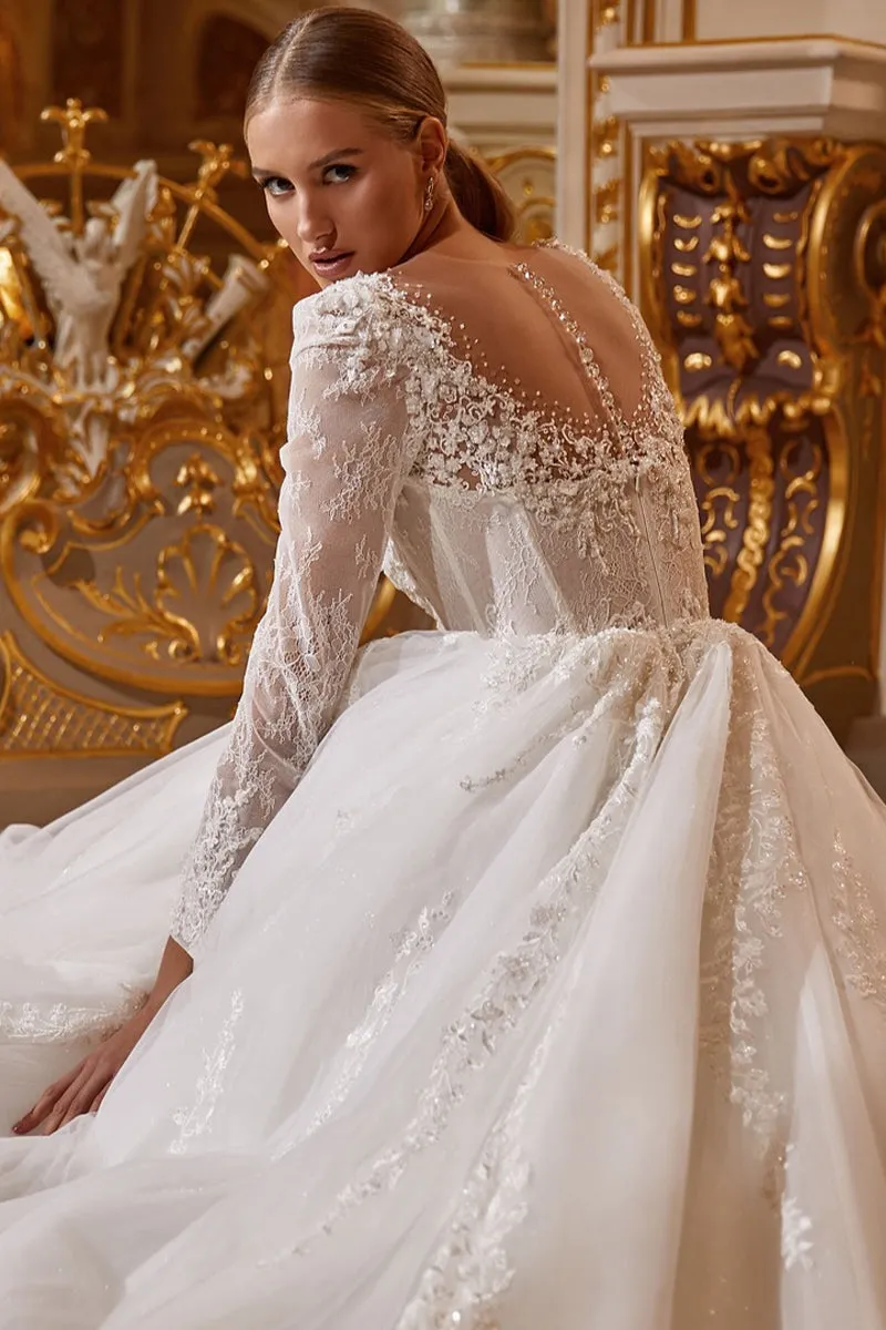 Julian Long Graceful Sleeve Wedding Dress
