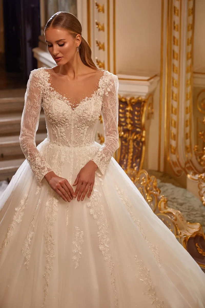 Julian Long Graceful Sleeve Wedding Dress