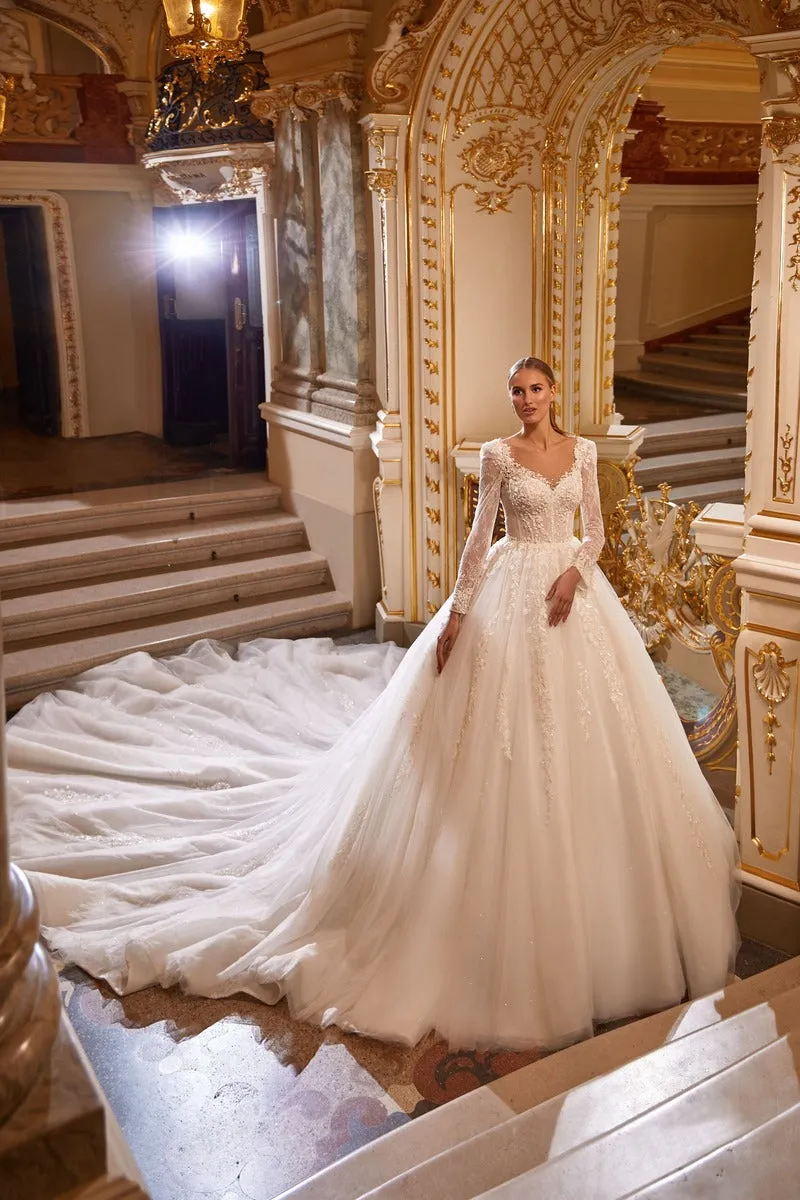 Julian Long Graceful Sleeve Wedding Dress