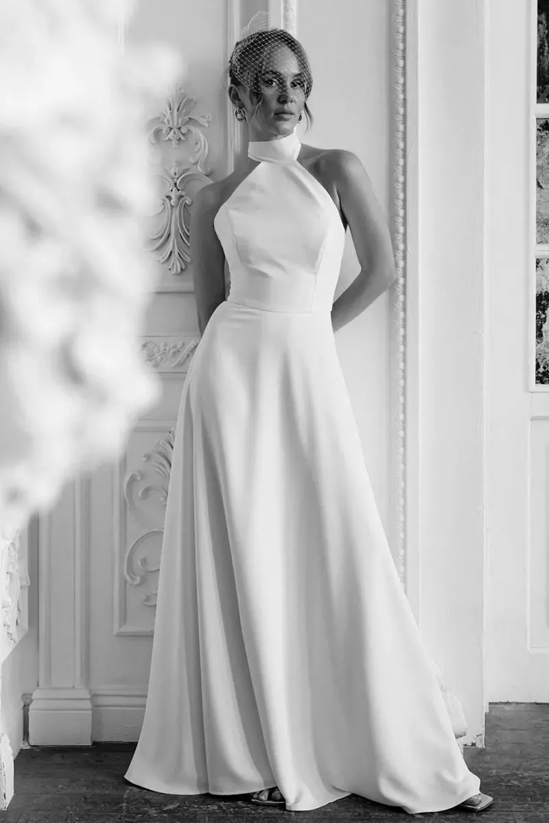 Juliette Ivory Graceful Halter Wedding Dress