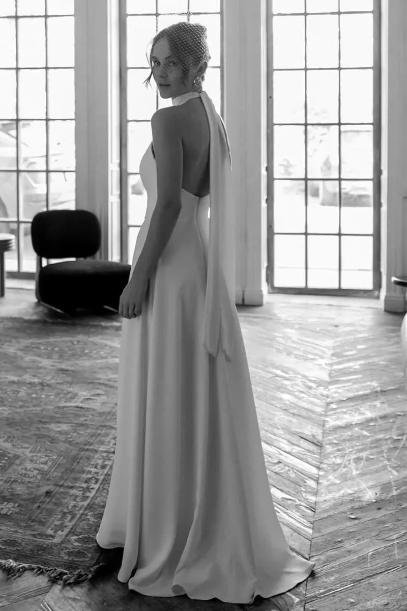 Juliette Ivory Graceful Halter Wedding Dress