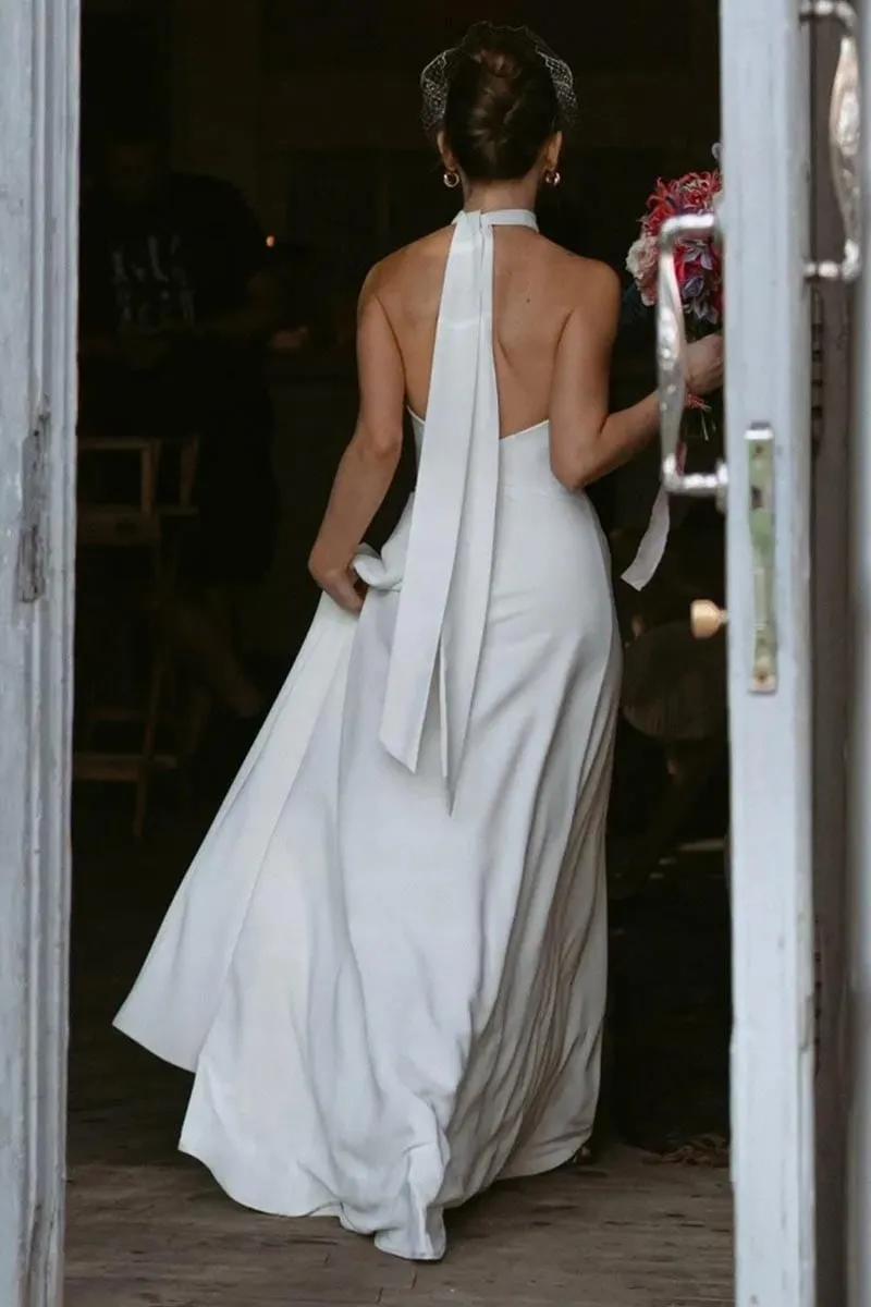 Juliette Ivory Graceful Halter Wedding Dress